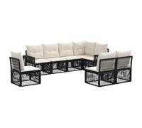 vidaXL Set di divani da giardino da 8 pezzi, nero e bianco crema, divano da giardino moderno, design modulare resistente, set lounge per esterni, cuscino rimovibile, gambe regolabili
