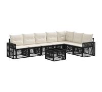 vidaXL Set di divani da giardino da 8 pezzi, nero e bianco crema, divano da giardino moderno e resistente alle intemperie, set modulare, relax all'aperto, rattan e cuscini in schiuma