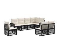 vidaXL Set di divani da giardino da 8 pezzi, nero e bianco crema, mobili da esterno regolabili, divano modulare moderno, sedie con cuscini resistenti alle intemperie, ideale per patio