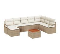 vidaXL Set di Divani da Giardino da 9 Pezzi con Cuscini Beige in Rattan Sintetico, Ideale per Arredare Spazi Esterni, Stile Moderno e Comfort, Perfetto per Balconi e Patios, Lounge Modulare per Pran