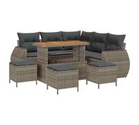 vidaXL Set di divani da Giardino da 9 Pezzi con Cuscini Grigi, Fatti in Rattan polietilene e Legno di Acacia. Perfetto per Rilassarsi e Dare Stile al Tuo Balcone o terrazzo. Il Tavolo e i posti a SED