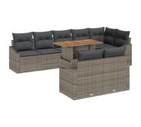 vidaXL Set di Divani da Giardino da 9 Pezzi con Cuscini Grigi in Rattan Sintetico