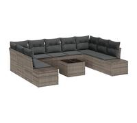 vidaXL Set da Giardino con divani a 9 posti e Cuscini - Polyrattan Grigio - Design Elegante e Comodo per Il Tuo Patio o Balcone