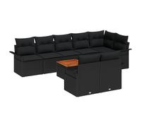 vidaXL Set di divani da Giardino da 9 Pezzi con Cuscini in polirattan Nero e Acacia Mobili da Esterno per Patio, Balcone e Soggiorno, Divano modulare