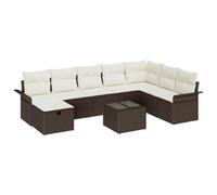 vidaXL Set di divani da Giardino da 9 Pezzi con Cuscini in Rattan polietilene Marrone. Mobili modulari per Esterni, Perfetti per Patio e Balcone. Le coperture Sono Removibili e Ci Sono posti Elegant