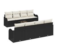 vidaXL Set di divani da Giardino 9 Pezzi con Cuscini in polirattan Nero, Divano da Giardino 2 posti con Cuscini in polirattan Nero