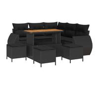 vidaXL Set di divani da Giardino da 9 Pezzi, con Cuscini Rimovibili in polyrattan Nero e Legno di Acacia. Perfetto per Il Comfort all'aperto in Giardino o sul Balcone, Ideale per terrazze e Patio. T
