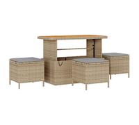 vidaXL Set di divani da Giardino da 9 Pezzi in Rattan Beige di, con Cuscini Grigio Chiaro. Resistente alle intemperie e con Piedi Regolabili. È Un arredo Esterno Elegante, Perfetto per pranzare, in