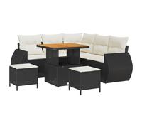 vidaXL Set di divani da Giardino da Otto Pezzi con Cuscini Neri in polirattan e Crema. È Un arredo Esterno Elegante e Comodo per balconi o patii. Il Tavolo in Acacia dà Un Tocco Moderno al Tuo Spazio