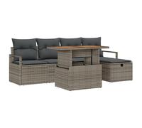 vidaXL Set di divani da Giardino di 6 Pezzi con Cuscini Grigi in Poly Rattan, Perfetto per arredare spazi Esterni Come balconi e patii. Include Un tavolino modulare, Resistente alle intemperie e dal