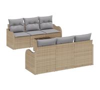 vidaXL Set di divani da Giardino di 7 Pezzi con Cuscini, Moderno, Beige, in Rattan Effetto polietilene. Mobili da Esterno dal Design modulare, Resistenti all'Acqua e al Sole, Perfetti per Un Patio o