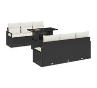 vidaXL Set di divani da Giardino di, 7 Pezzi, con Cuscini Neri e Panna. È in Rattan plastico, ha Un Design Moderno per Esterni ed è per 5 Persone. È modulare, Facile da Pulire e Offre coperture Remo