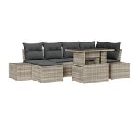 vidaXL Set da Giardino 7 Pezzi con Cuscini Grigio Chiaro in Polyrattan