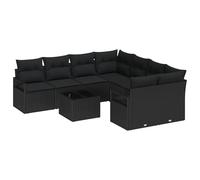 vidaXL Set di divani da Giardino di 9 Pezzi con Cuscini in Rattan Nero, Perfetto per Il Tuo Patio. Ha Una Finitura Opaca, è Ideale per Il Lounge in terrazza e puoi disporlo Come Vuoi. Inoltre, è Resi