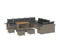vidaXL Set di divani da Giardino Grigio e Rattan Scuro, Grande e per 4 Persone. È Resistente all'Acqua e ai Raggi UV, con braccioli angolati e Una Finitura Testurizzata. Perfetto per Un Patio Modern