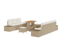 vidaXL Set di divani da Giardino in 10 Pezzi con Cuscini | Rattan Poliestere Beige, Seduta modulare Regolabile per Esterni, mobili stilosi, Resistenti alle intemperie, Perfetti per patii, Set da este