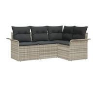 vidaXL Set di 4 divani da giardino con cuscino, grigio chiaro, in rattan sintetico, per esterni, per balconi, design modulare, sedia ad angolo, cuscino sezionale, patio, mobili lounge singolo