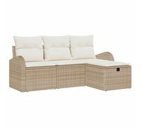 vidaXL Set di divani da Giardino in 4 Pezzi, con Cuscini in Rattan Sintetico Beige. È Un Design modulare, Resistente agli Agenti atmosferici e Perfetto per usarlo all'aperto. può ospitare comodament
