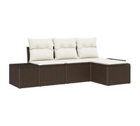 vidaXL Set di divani da Giardino in 4 Pezzi in Rattan Sintetico Marrone, con Cuscini per Stare Comodi all'aperto. Ha Un Design modulare Che Ti Permette di Risparmiare Spazio, Perfetto per balconi, p