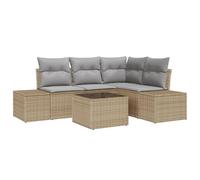 vidaXL Set di divani da Giardino in 5 Pezzi con Cuscini Beige e Grigi in polyrattan, Super Resistenti agli Agenti atmosferici. È Un arredo stiloso per Esterni, Perfetto per balconi e patii. Mobili mo