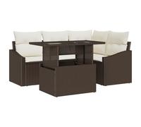 vidaXL Set di Divano da Giardino a 5 Pezzi con Cuscini Marroni in Rattan Sintetico. Mobili da Esterno Comodi, Design modulare, Lounge per Patio, terrazza Rilassante. Moderno, Adatto per Il Deck o Il