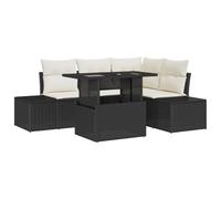 vidaXL Set di divani da Giardino in 5 Pezzi, con Cuscini Neri in Rattan Sintetico. Resistente alle intemperie, Design modulare, Perfetto per arredare spazi Esterni per 4 Persone: terrazza, Patio, Lou