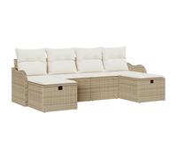 vidaXL Set di divani da Giardino in 6 Pezzi con Cuscini Beige in polyrattan, Resistente alle intemperie, Design modulare, Comfort Migliorato, Piedi Regolabili, Grande Seduta all'aperto.