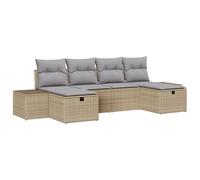 vidaXL Set di divani da Giardino in 6 Pezzi con Cuscini in polyrattan Beige - Un Set Moderno e Chic per Il Tuo Spazio Esterno, Perfetto per rilassarti o Mangiare sul Balcone o Patio. Resistente ai ra