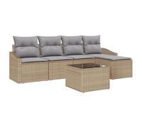 vidaXL Set di divani da Giardino in 6 Pezzi con Cuscini in Rattan Beige. Comodi e Versatili, Perfetti per terrazze, Patio, Cortili, Lounge, Deck e verande. Divano Estivo modulare.