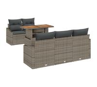 vidaXL Set di 6 pezzi di divano da giardino con cuscini grigio rattan poliestere mobili da esterno per patio balcone elegante e durevole seduta rettangolare sedia