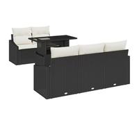 vidaXL Set Divano da Giardino da 6 Pezzi con Cuscini Nero Polyrattan