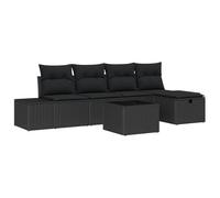 vidaXL Set di divani da Giardino in 6 Pezzi con Cuscini Neri in Rattan Sintetico | Mobili da Esterno con Funzione di stoccaggio, Resistenti agli Agenti atmosferici, Design Moderno, panchina da Patio
