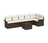vidaXL Set di Divani Giardino 6 Pezzi con Cuscini Marrone e Crema Polyrattan Mobili da Esterno Sezionale per Patio Balcone Modulare Posti a Sedere Resistenti alle Intemperie Confortevoli e Eleganti