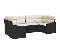 vidaXL Set Divano da Giardino 6 Pezzi Nero e Bianco Polyrattan con Cuscini | Comfort per Sedute Esterno Resistente alle Intemperie Design Modulare Ideale per Patio Sezionale Mobili Divano