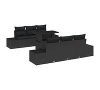 vidaXL Set di divani da Giardino 7 Pezzi con Cuscini Neri in polirattan modulari per balconi, patii e Giardini, posti Comodi in Schiuma, Fodere Rimovibili, Divano sezionale, mobili da Patio