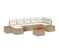 vidaXL Set di Divani da Giardino in 8 Pezzi Beige Crema in Polyrattan Acacia con Cuscini - Arredamento Modular per Terrazzo, Lounge e Sedie da Patio, Divertente e Moderno