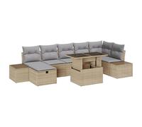vidaXL Set di Divani da Giardino 8 Pezzi con Cuscini Beige Rattan Polietilene Mobili da Esterno per Relax Patio