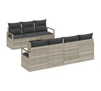 vidaXL Set di divani da Giardino in 8 Pezzi con Cuscini | Design modulare in Rattan Sintetico Grigio Chiaro, Finitura Intrecciata a Mano in Carbone. può ospitare 4 Persone, Ideale per Patio e balconi