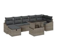 vidaXL Moderno set di divani da giardino per esterni con cuscini grigio e beige | mobili in rattan in cinque pezzi | braccioli regolabili | patio rimovibile per relax e pasti