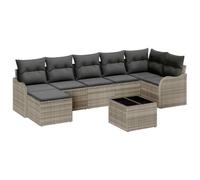 vidaXL Set di divani da Giardino in 8 Pezzi con Cuscini Seduta modulare da Esterno Grigio Chiaro Polyrattan Resistente agli Agenti atmosferici Include 10 Perfetto per mobili da Patio e Balcone Moder