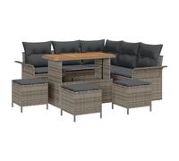 vidaXL Set di Divani da Giardino in 9 Pezzi con Cuscini Grigi, Rattan Sintetico, Piedi Regolabili, Mobili Modulari per Esterni, per Patio e Soggiorno, Design Contemporaneo, Lounge Scura, Terrazza Mo