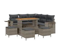 vidaXL Set di divani da Giardino in 9 Pezzi con Cuscini Grigi, Realizzati in Rattan Polipropilene e Legno di Acacia. Design modulare per arredare Gli spazi Esterni, Offre posti a Sedere Comodi e RES