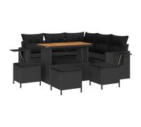 vidaXL Set di divani da Giardino in 9 Pezzi con Cuscini in Rattan Nero e Struttura in Acacia | Design modulare | Mobili da Esterno | Disposizione Comoda e Resistente | Elegante Sedia Lounge per Terra