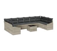 vidaXL Set di divani da Giardino in Rattan Grigio, 11 Pezzi, Impermeabili, con Cuscini. Arredamento Moderno per Esterno, Perfetto per Relax in terrazza d'Estate.