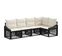 vidaXL Set di divani da giardino in rattan sintetico, 5 pezzi, nero, divano modulare, resistente alle intemperie, per il giardino, comodo per il balcone, ideale per il tuo patio o patio posteriore