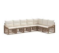vidaXL Set di divani da giardino in rattan sintetico, 7 pezzi, beige, divano da giardino moderno, resistente alle intemperie, con gambe regolabili, ideale per godersi il vostro patio