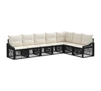 vidaXL Set di divani da giardino in rattan sintetico, 7 pezzi, nero, moderno, resistente alle intemperie, con gambe regolabili, ideale per godersi il vostro patio