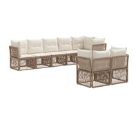 vidaXL Set di divani da giardino in rattan sintetico, 8 pezzi, beige, divano da giardino moderno, resistente alle intemperie, design modulare, mobili per rilassarsi all'aperto