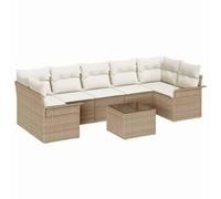 vidaXL Set di divani da giardino, 8 pezzi, con cuscini in rattan sintetico beige, divano da giardino a 2 posti con ripostiglio e cuscini, colore: beige