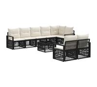 vidaXL Set di divani da giardino in rattan sintetico, 9 pezzi, nero, divano modulare da esterno, resistente alle intemperie, rattan per giardino, set di riposo, relax